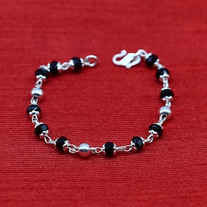 925 sterling silver customized black beads Nazariya bracelet, protect from evil eyes, new born baby bracelet stylish jewelry from india bbr9