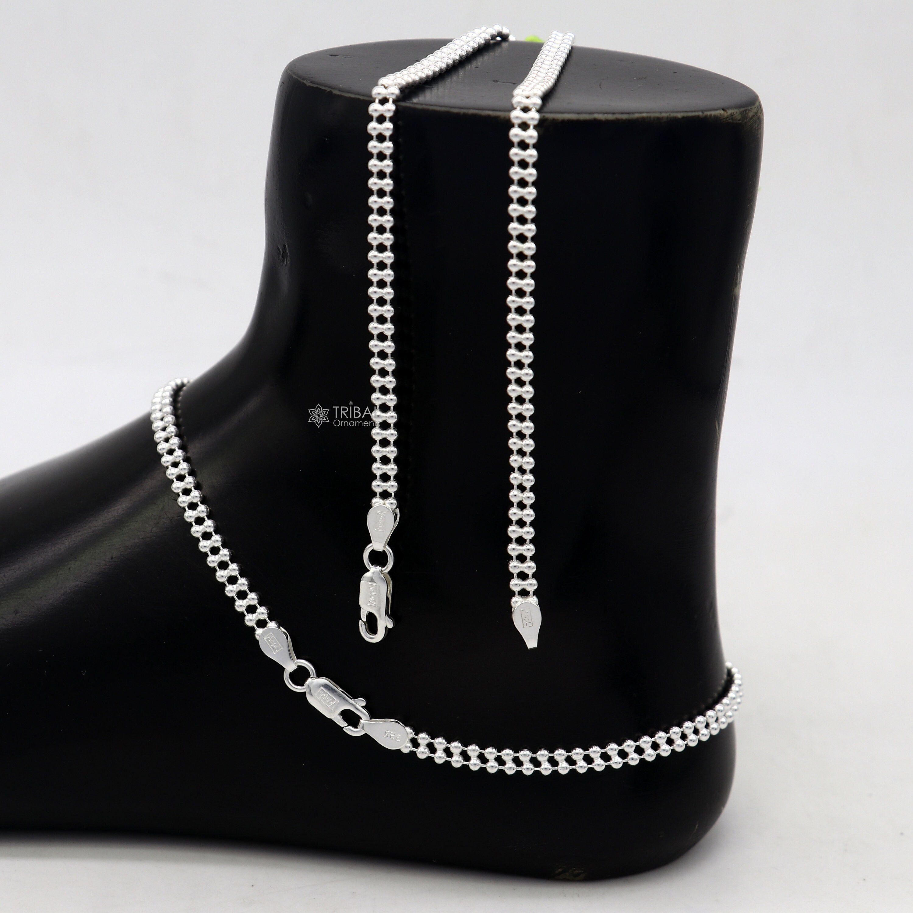 【TommassiniJewelry】国内発送 大人気 Ball chain Anklet 2色 2mm 10.5