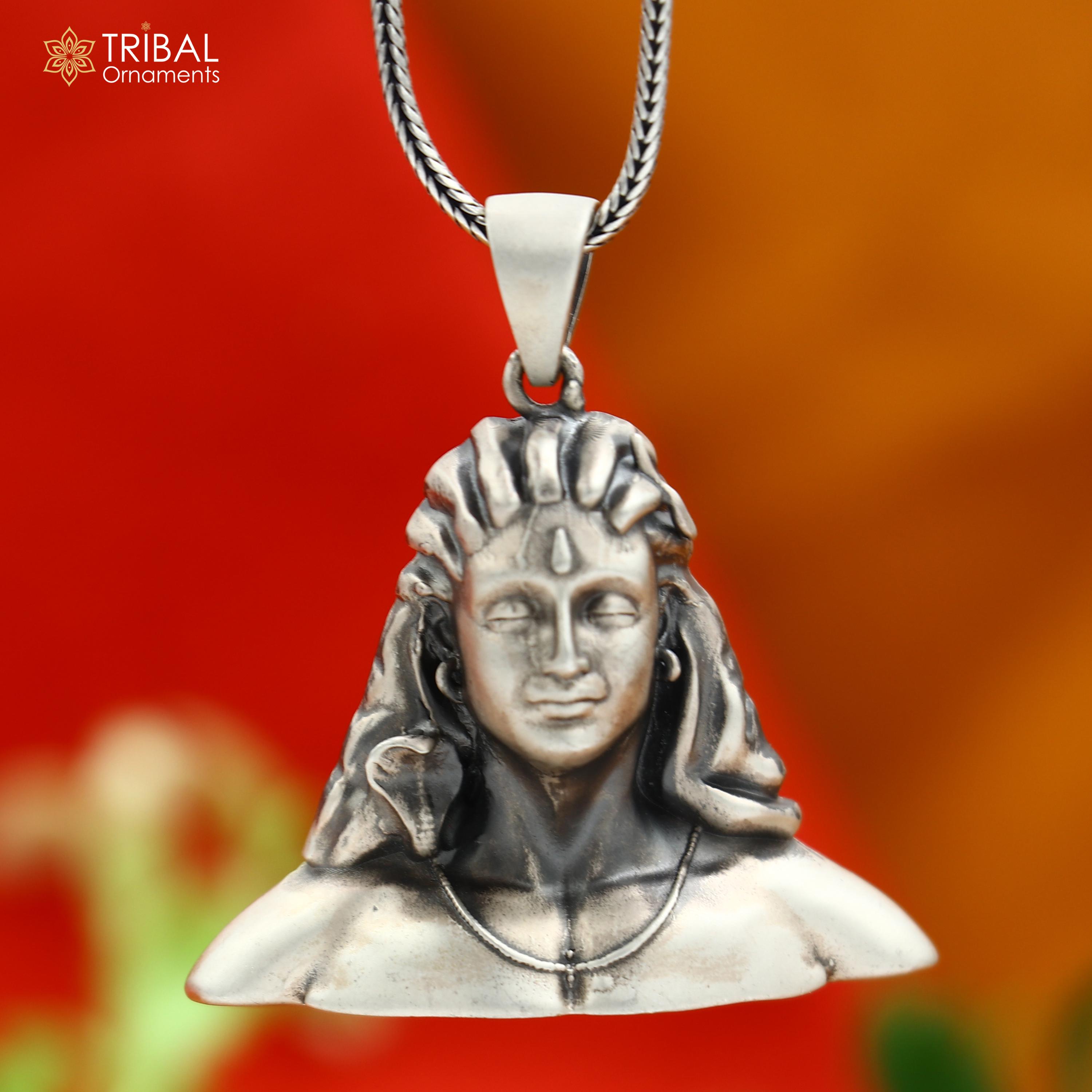 925 Sterling Silver Lord Adiyogi Shiva Divine Pendant With Chain