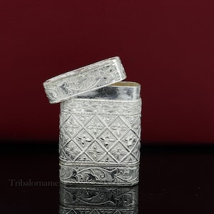925 argent sterling fait à la main 2 en 1 boîte de tabac, fenouil box office & maison, boîte de rangement ustensiles en argent, boîte en argent, accessoires pour hommes stb314
