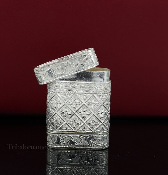 silver tobacco box 925 Sterling Silver Handmade 2 in 1 Tobacco Box, Fennel Box Office & Home,  Storage Box Silver Utensils, Silver Box, Men's Accessories Stb314