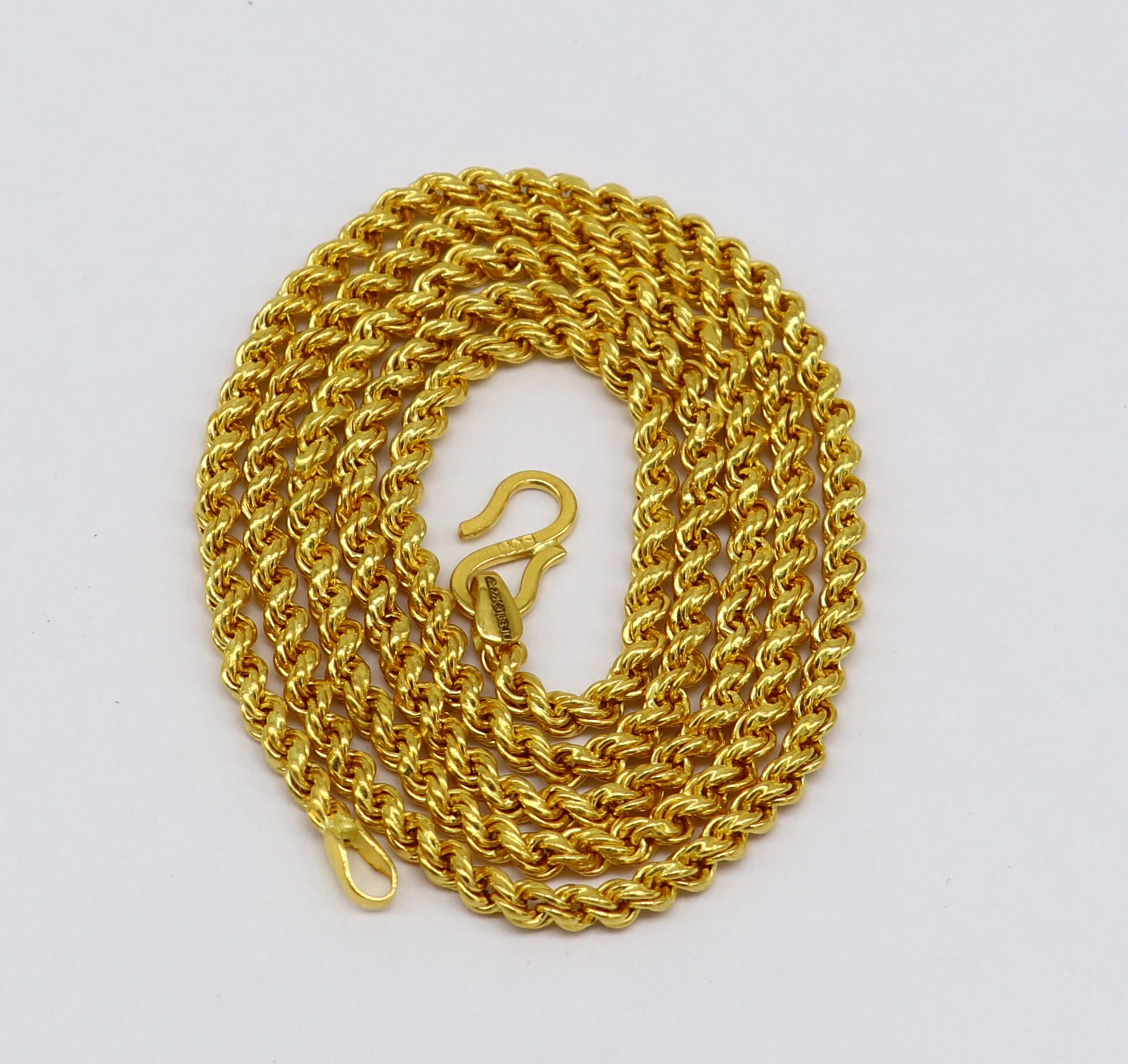 22 Kt Yellow Gold Customized Rope Design Chain Necklace, Elegant ...
