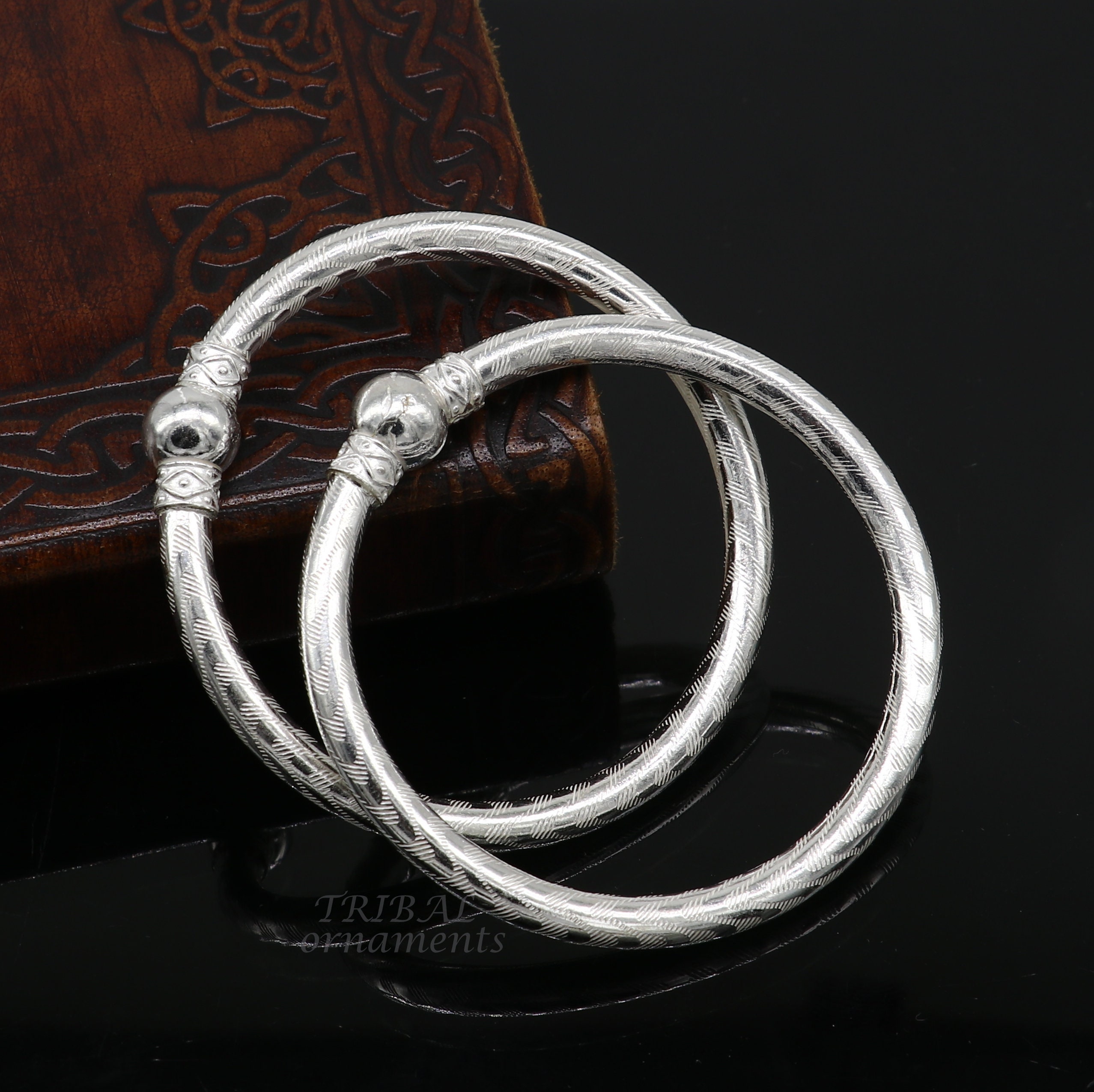 Sterling Silver Handmade Single Ball Design Baby Bangle Bracelet