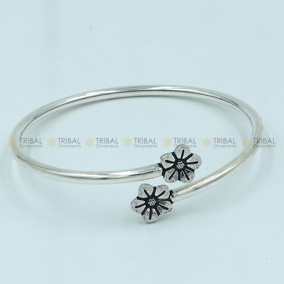 925 Sterling Silver Handmade Flower Design Stylish Kada