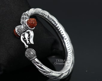 925 Sterling Silver Handmade Lord Shiva Babubali Kada Bangle