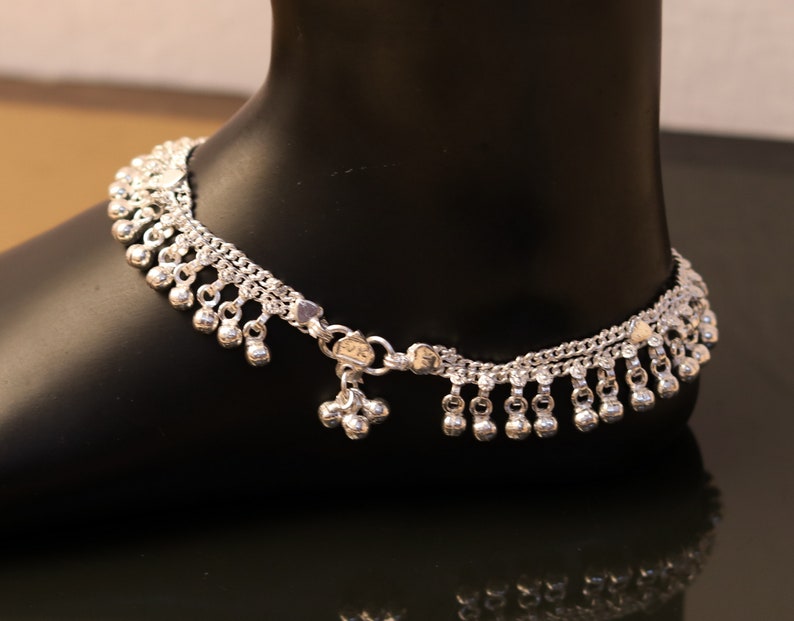nice noisy hanging bells charm anklets for girls women/'s belly dance ank174 10.5 long handmade sterling silver gorgeous ankle bracelet