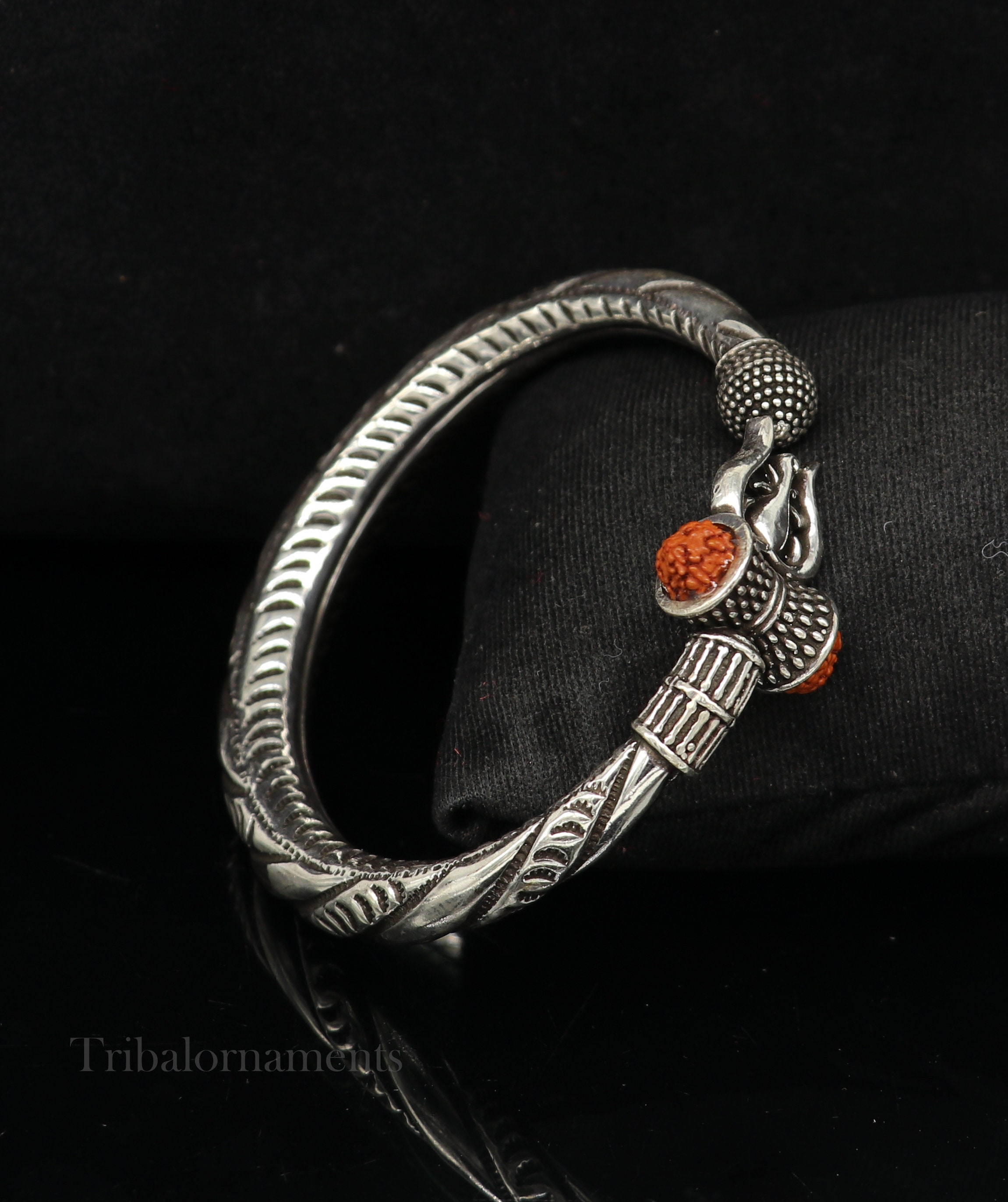 Handmade Sterling Silver Lord Shiva Trident Kada Mahakal Bracelet, Rudraksh  Bracelet, Customized Babhubali Bangle Kada Giftig Jewelry Nsk537 - Etsy