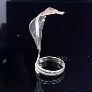 Solid sterling silver handmade fabulous vintage antique mini snake or shiva snake Staute puja, worshipping, solid Diwali puja article su786
