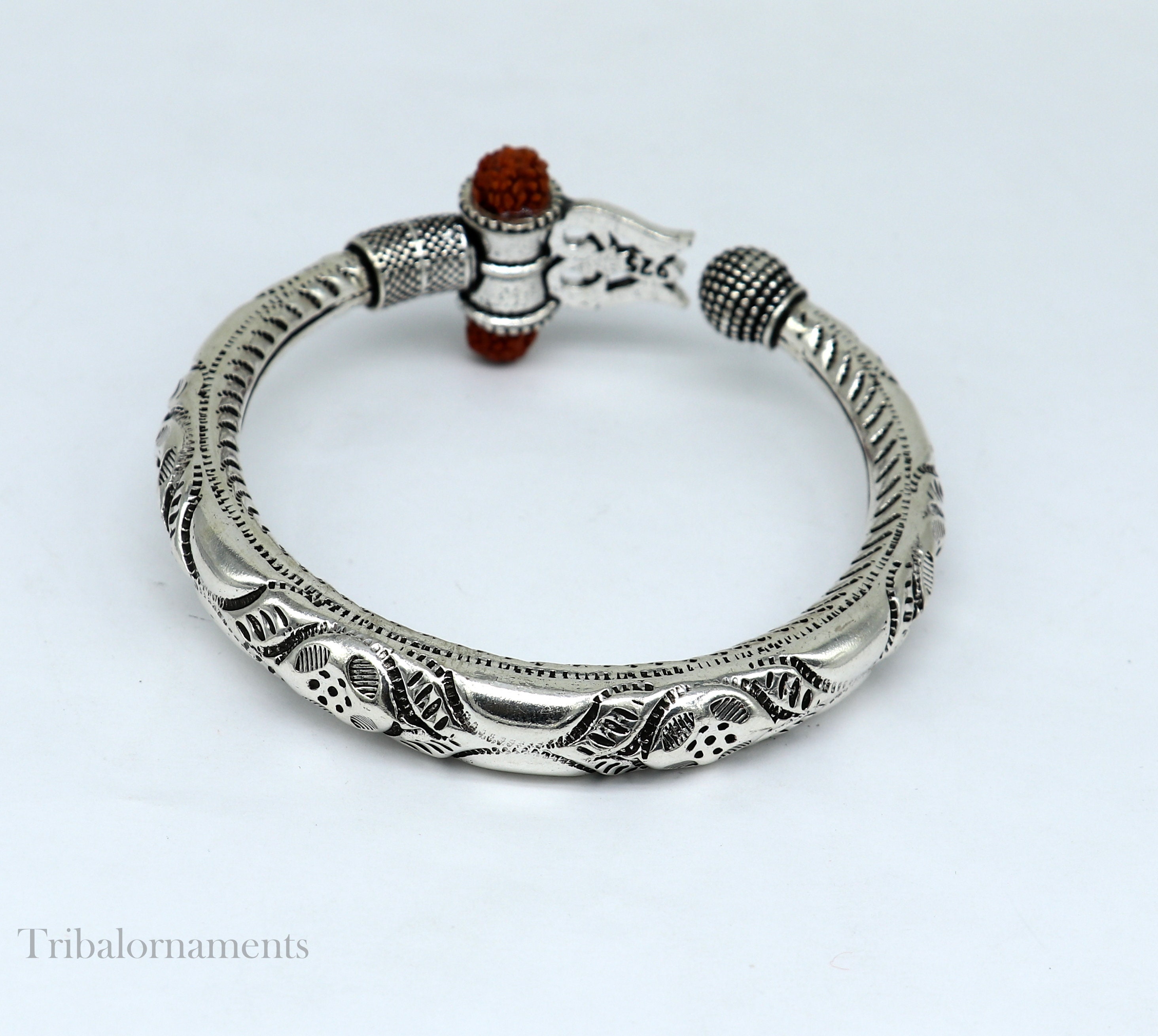 Lord Shiva Trident Trishul Trishool Kada 925 Sterling Silber Armreif Armband mit naturlichen Rudraksha angepasst Kada nsk382 Etsy