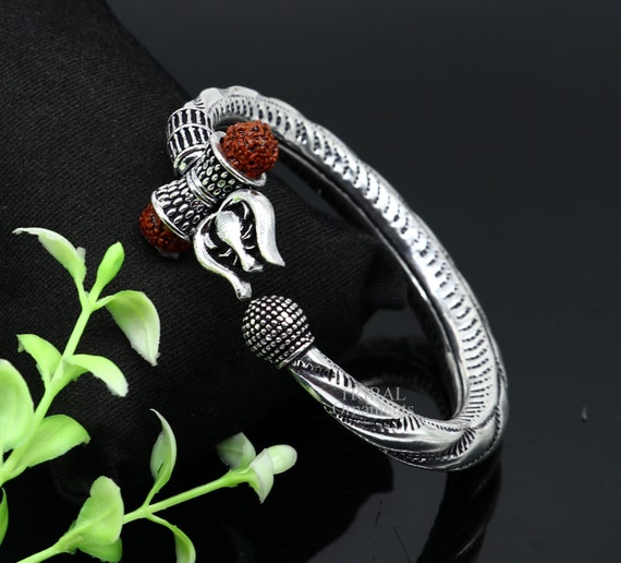 925 Sterling Silver Handmade Lord Shiva Babubali Kada Bangle