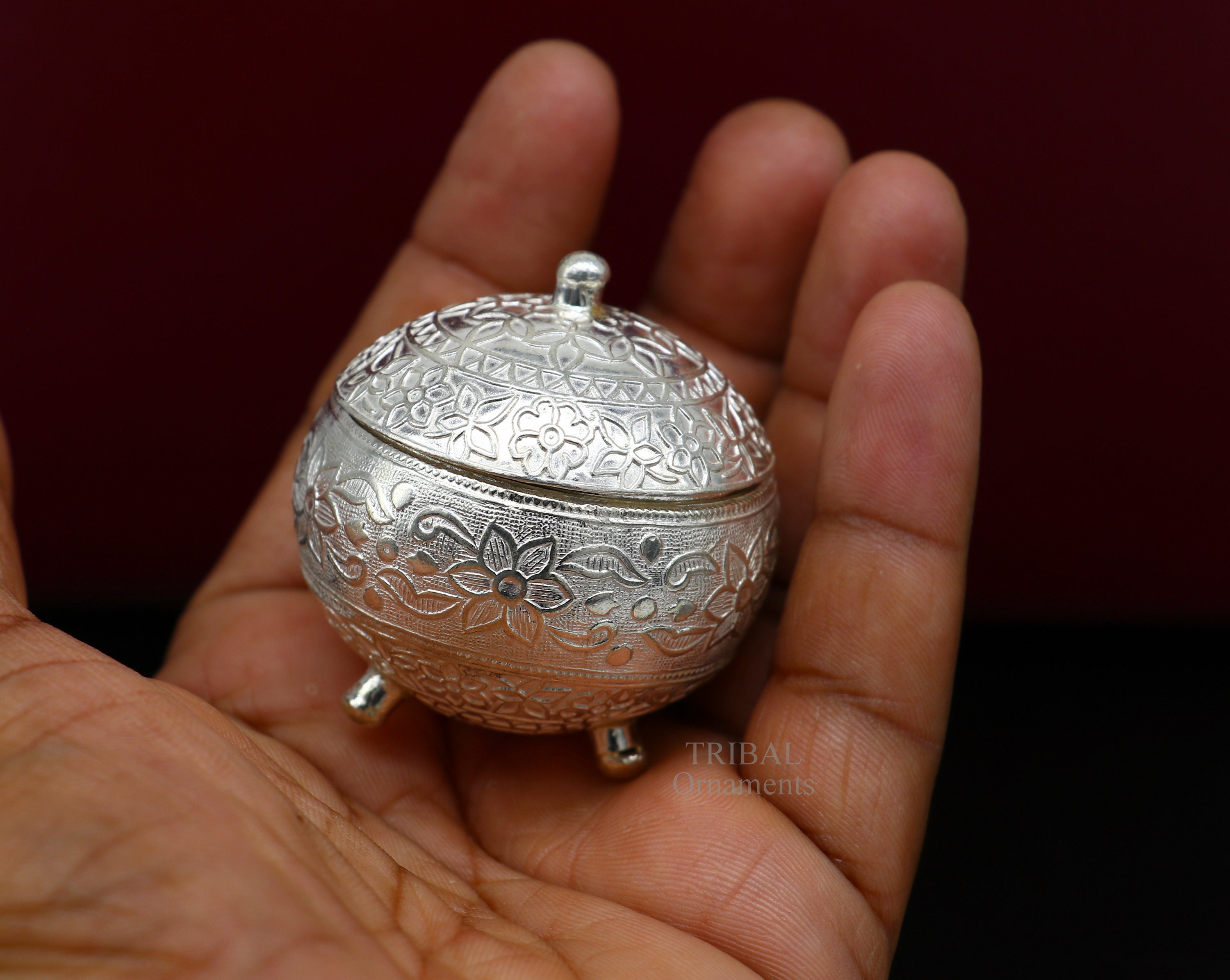 925 Sterling Silver Handmade Fabulous Trinket Box, Solid