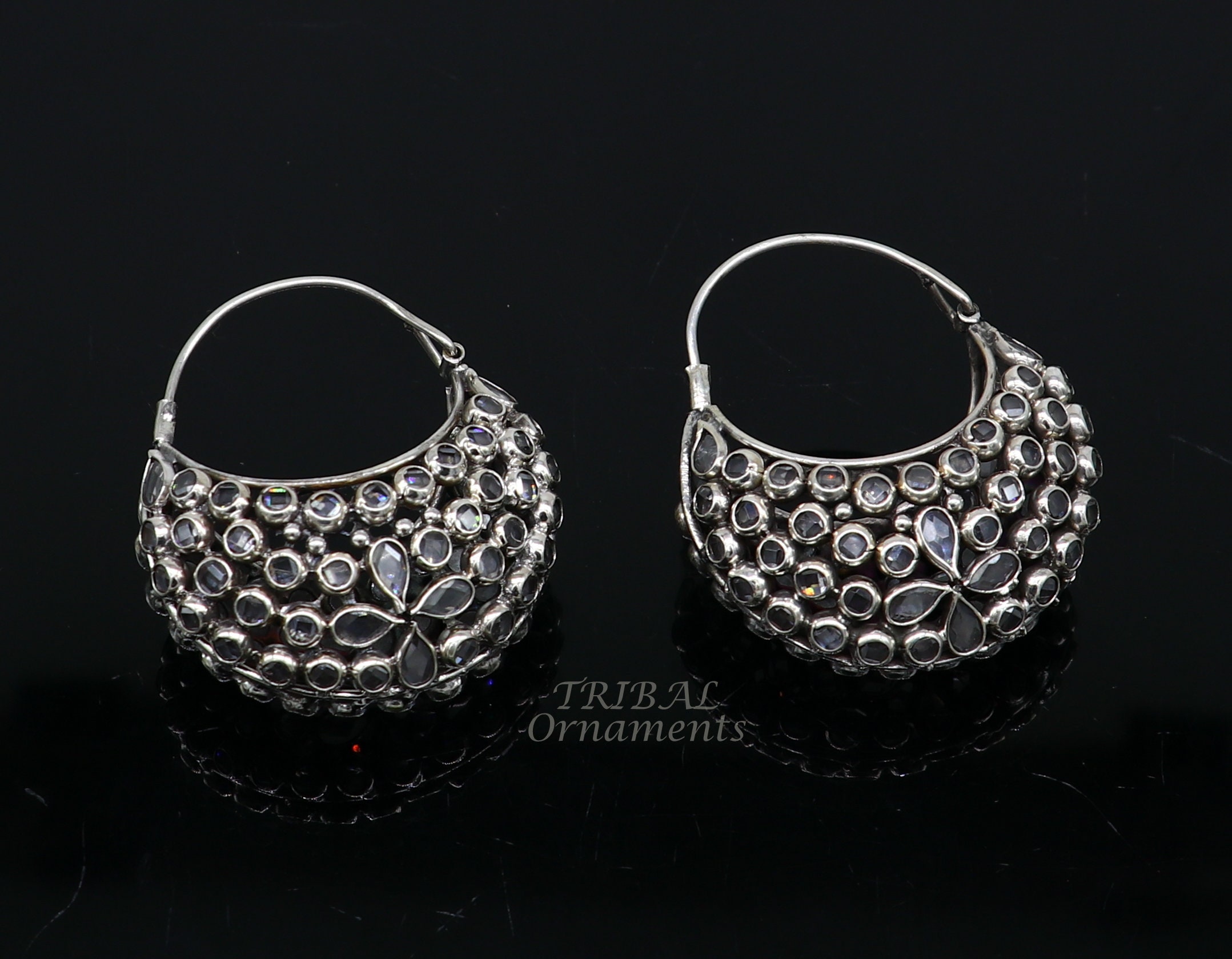 925 Sterling Silver Amazing Handmade Vintage Stylish Crystal
