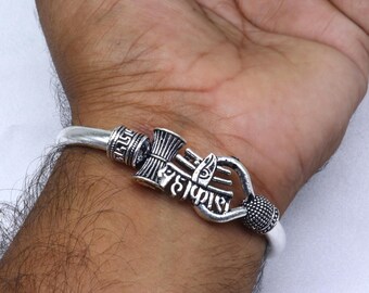 925 Sterling Silver Handmade Lord Mahakal Stylish Kada