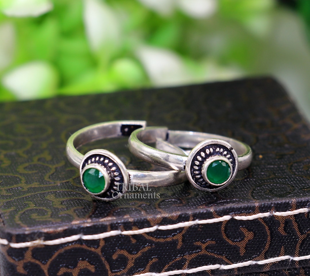 Vintage Tribal Gemstone Ring in Sterling Silver, Retro