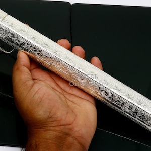 10&quot; Vintage design handmade solid silver incense sticks box holder, Agarbatti  box trinket box fabulous royal puja temple article su758