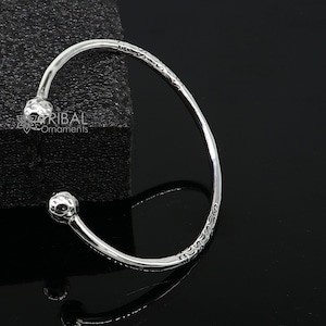925 sterling silver plain shiny design customized double ball bangle bracelet kada, best stylish brides bangle belly dance jewelry cuff178