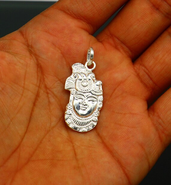 ソリッドスターリングシルバーのハンドメイドヒンドゥー教のクリシュナ
