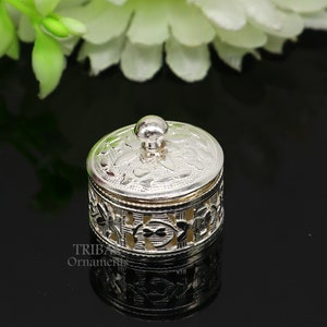 Exclusive small kapoor holding box or perfune attar holding box 925 sterling silver trinket box, container box, small jewelry box, stb1024