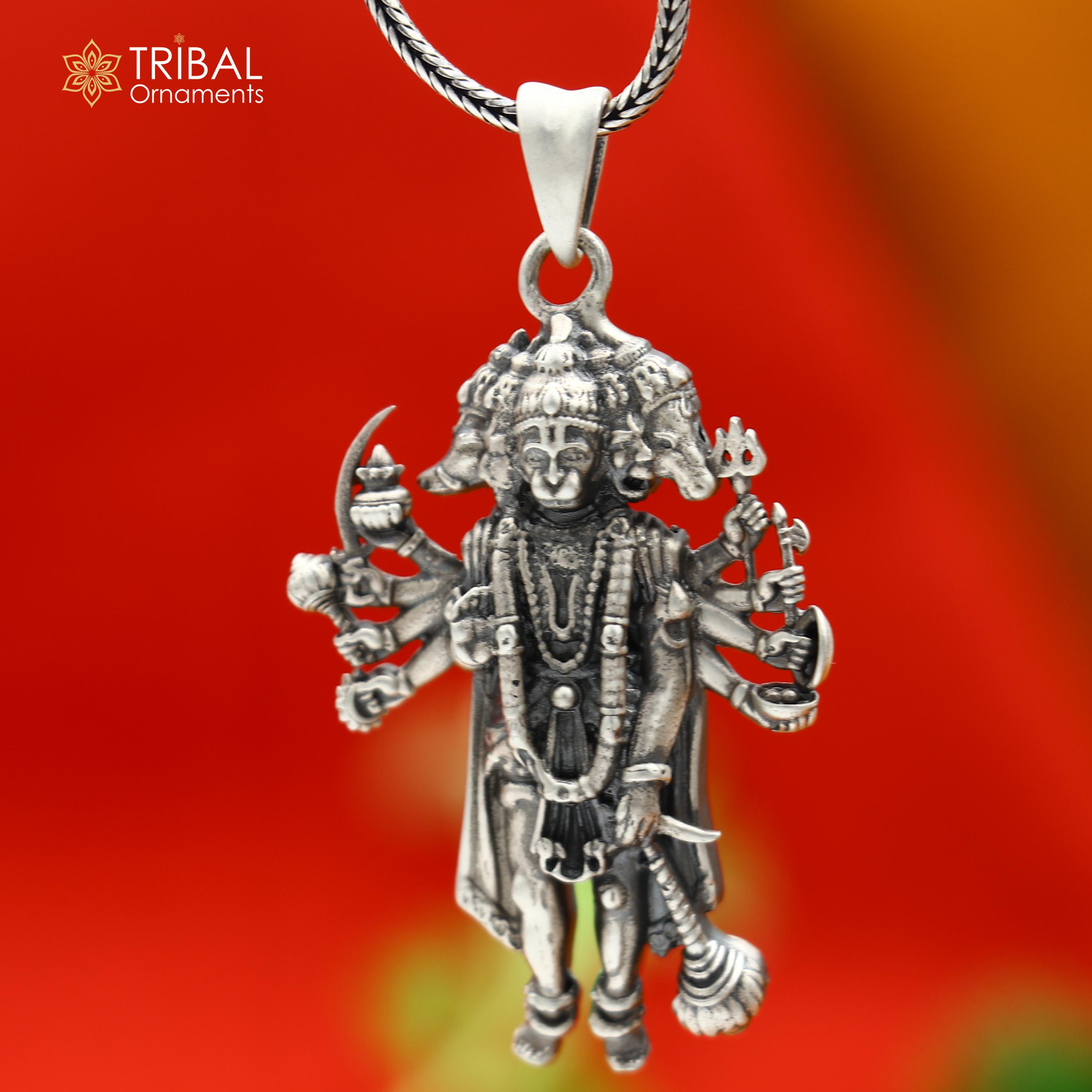 925 Sterling Silver Handmade Lord Panchmukhi Hanuman Ji Pendant