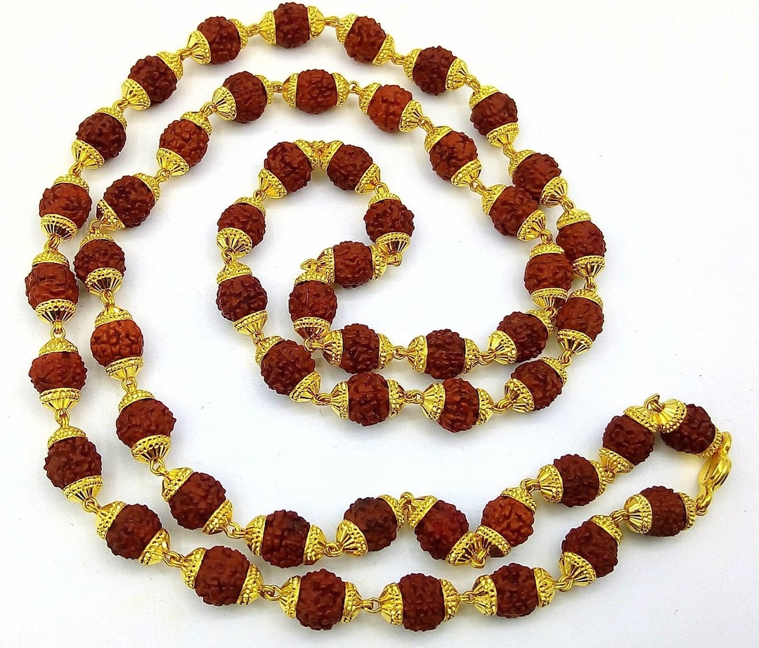 Hallmarked 22k Yellow Gold Rudraksha Chain Necklace Fabulous Customized ...