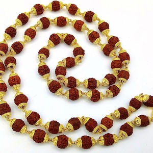 Hallmarked 22k yellow gold Rudraksha chain necklace fabulous customized chain necklace 5mm wide unisex jewelry from india men&#39;s jewelry