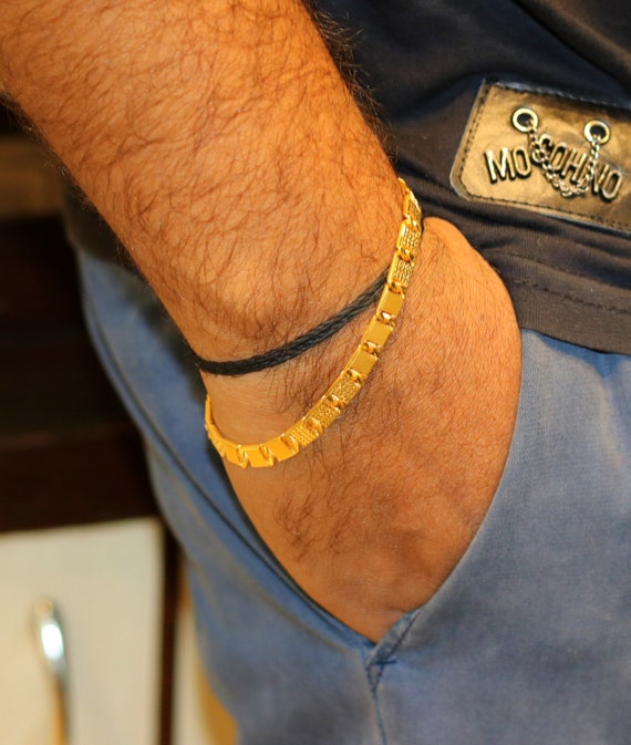 Buy Men's Gifting Bracelet 22kt Yellow Gold Handmade Solid Gold Royal Nawabi  Chain or Bracelet Fabulous Diamond Cut Design Men's Jewelry Gbr23 Online in  India - Etsy