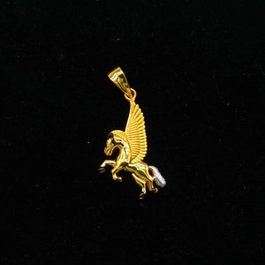 22Kt yellow gold handmade divine Pegasus unicorn pendant stunning adornment that adds a touch of enchantment and allure to any outfit gp30
