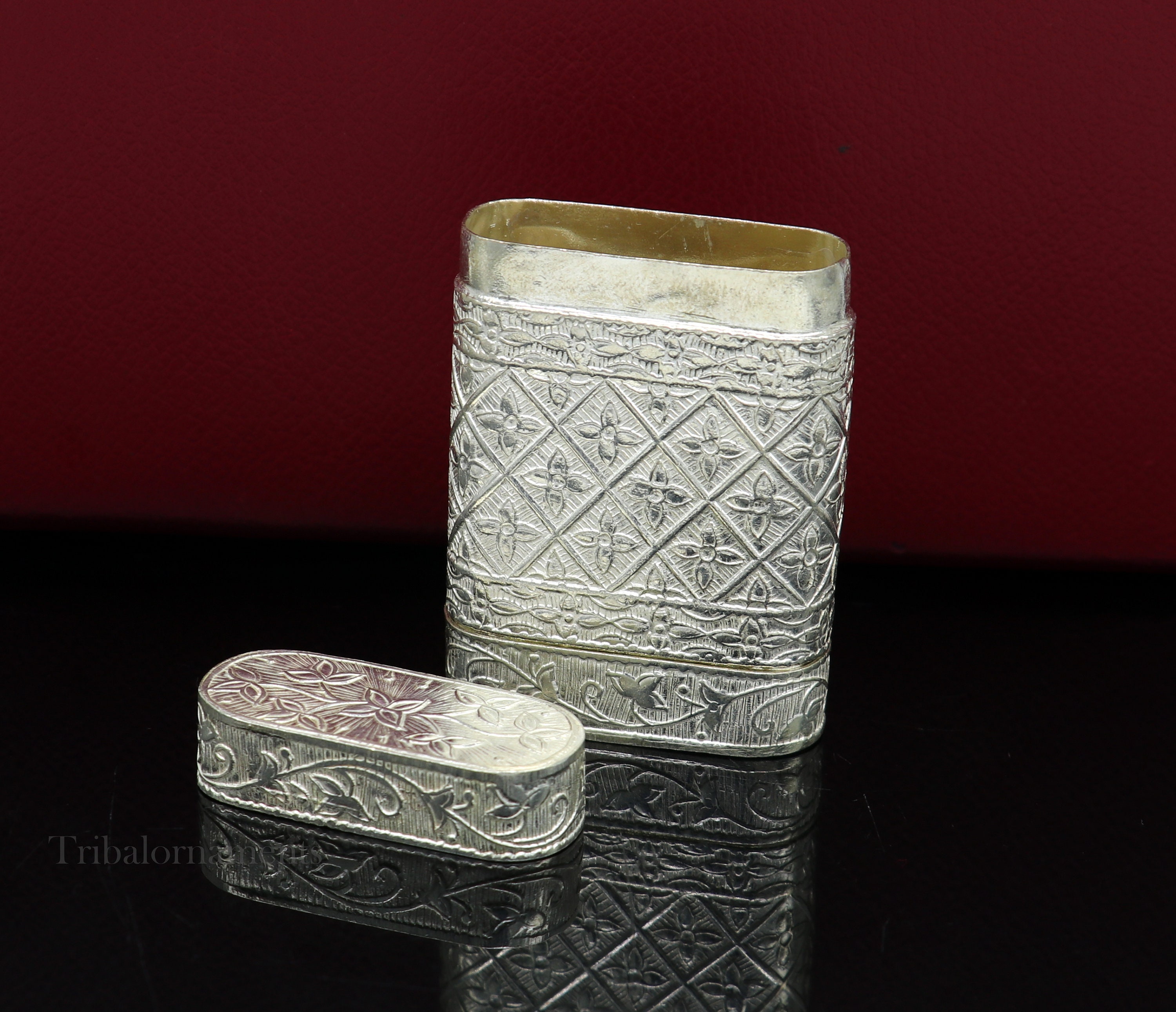 925 Sterling Silver Floral Design 2 In1 Royal Trinket Box 925 Sterling Silver Floral Design 2 In1 Royal Trinket Box