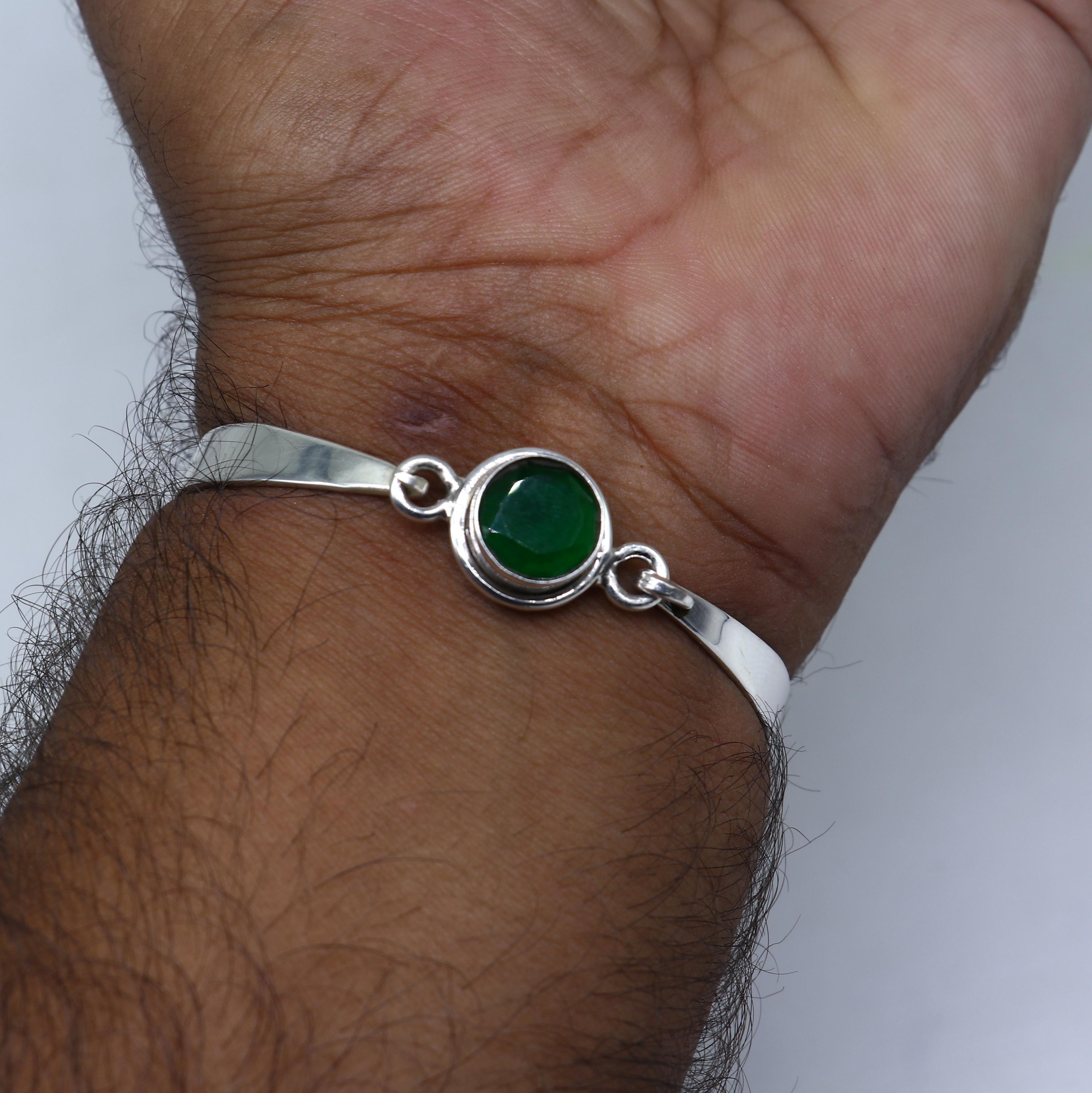 925 Sterling Silver Handmade Stone Design Stylish Kada 925 Sterling Silver Handmade Stone Design Stylish Kada