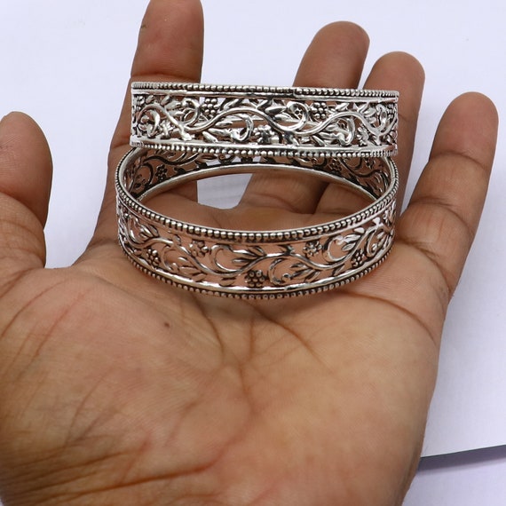 925 Sterling Silver Amazing Wide Floral Design Customized