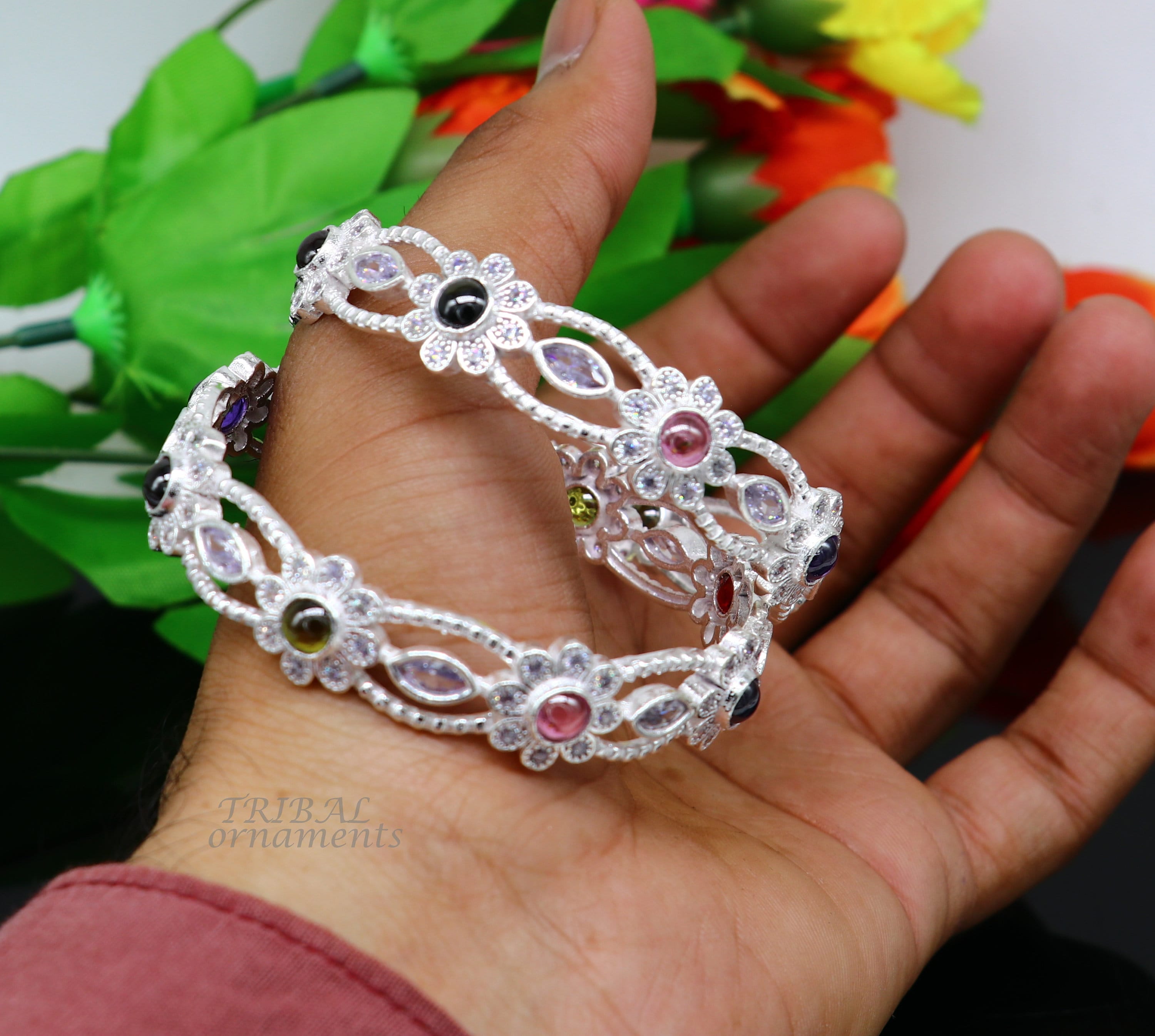 925 Sterling Silver Handmade Customized Bangle Gorgeous Multicolor Stone Stone Stylish Bangle Excellent Bridesmaid Tribal Jewelry Ba163 Etsy Australia
