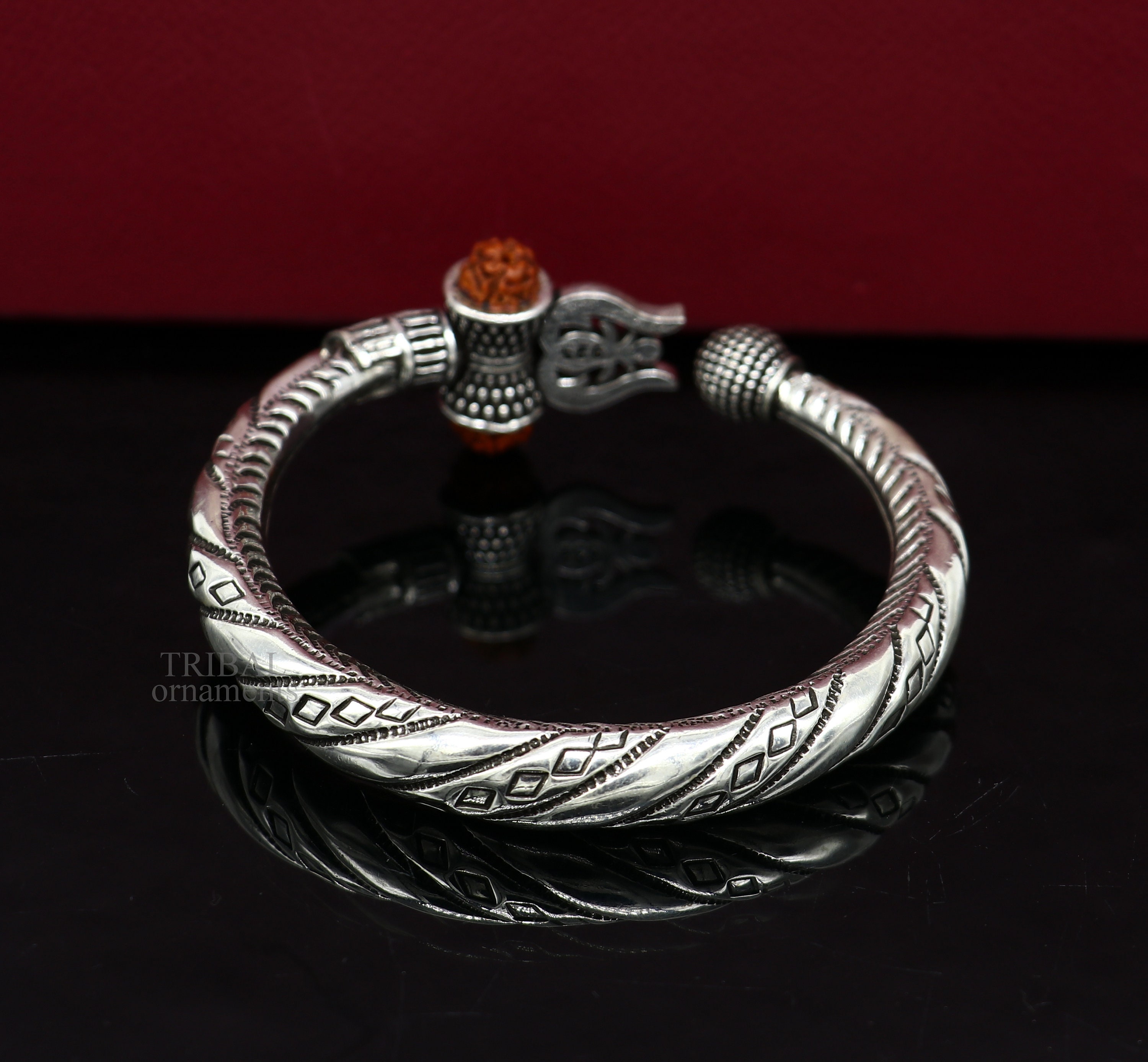 Bahubali Kada 925 Sterling Silver Handmade Lord Shiva Trident