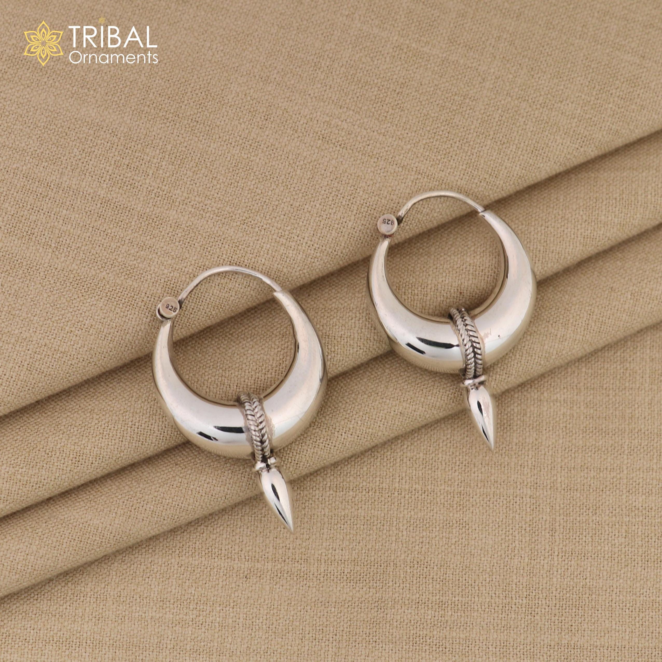 925スターリングシルバーの素敵なプレーンな輝くフープイヤリング