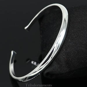 Plain shiny solid 925 sterling silver handmade adjustable cuff bangle bracelet unsex gifting jewelry, solid shiny bracelet nsk378