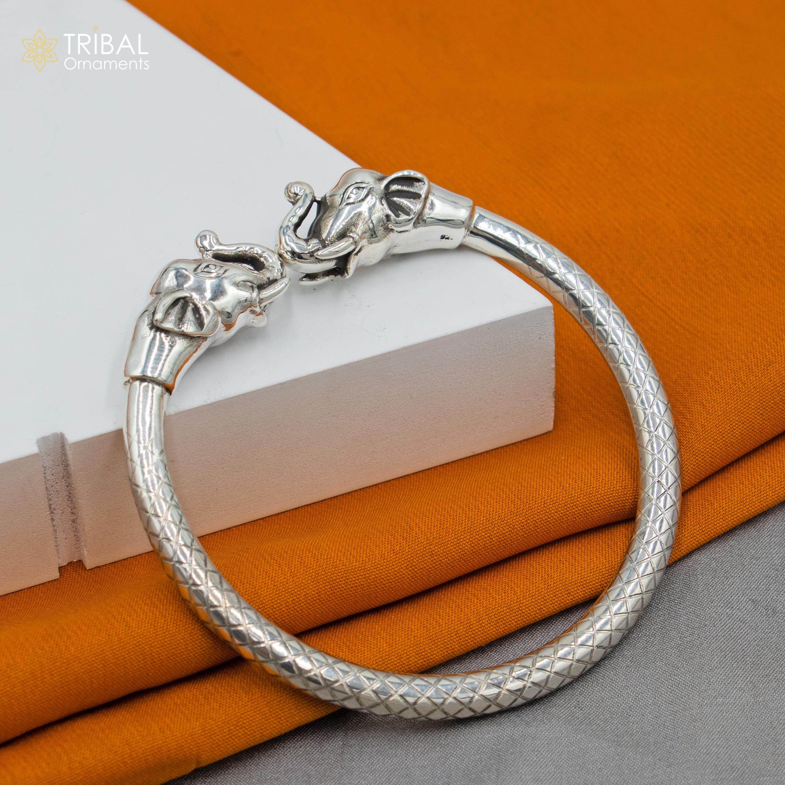 アクセサリー user_b91a1c27 925 Sterling Silver Handmade Elephant Design Bangle Bracelet