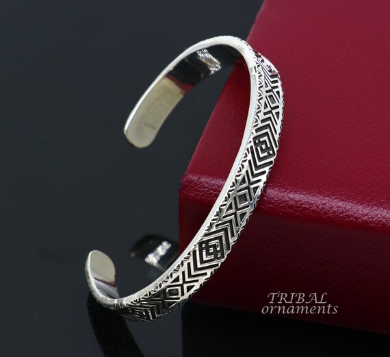 925 Sterling Silver Handcrafted Vintage Style Amazing Cuff Bangle Kada Bracelet Best Gift for Men s and Girl s Adjustable Kada Cuff115 Etsy