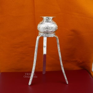 925 sterling silver handmade God shiva lingam water flow pot or puja kalas for Abhishek of lingam, best worshipping article from india su734