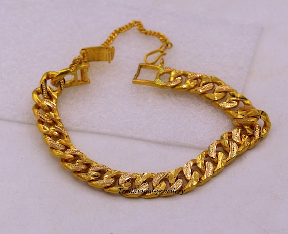 YELLOW GOLD FILLED LINK BRACELET - 1/20 12K - FLORENTINE FINISH, SIGNED,  7.5” | eBay