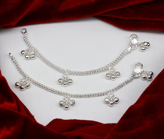 5.5" solid silver customized designer noisy bells… - image 1