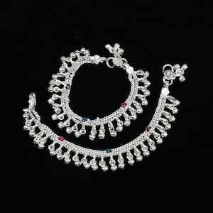 6&quot; long Sterling silver customized baby anklets, stunning hanging waved jingling bells, charming noisy ankle bracelet kids jewelry ank408