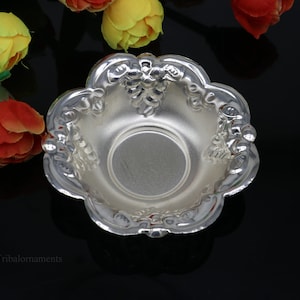 925 Solid sterling silver exclusive handcrafted work light weight bowl, puja utensils, silver article, silver utensils, silver vessel sv244