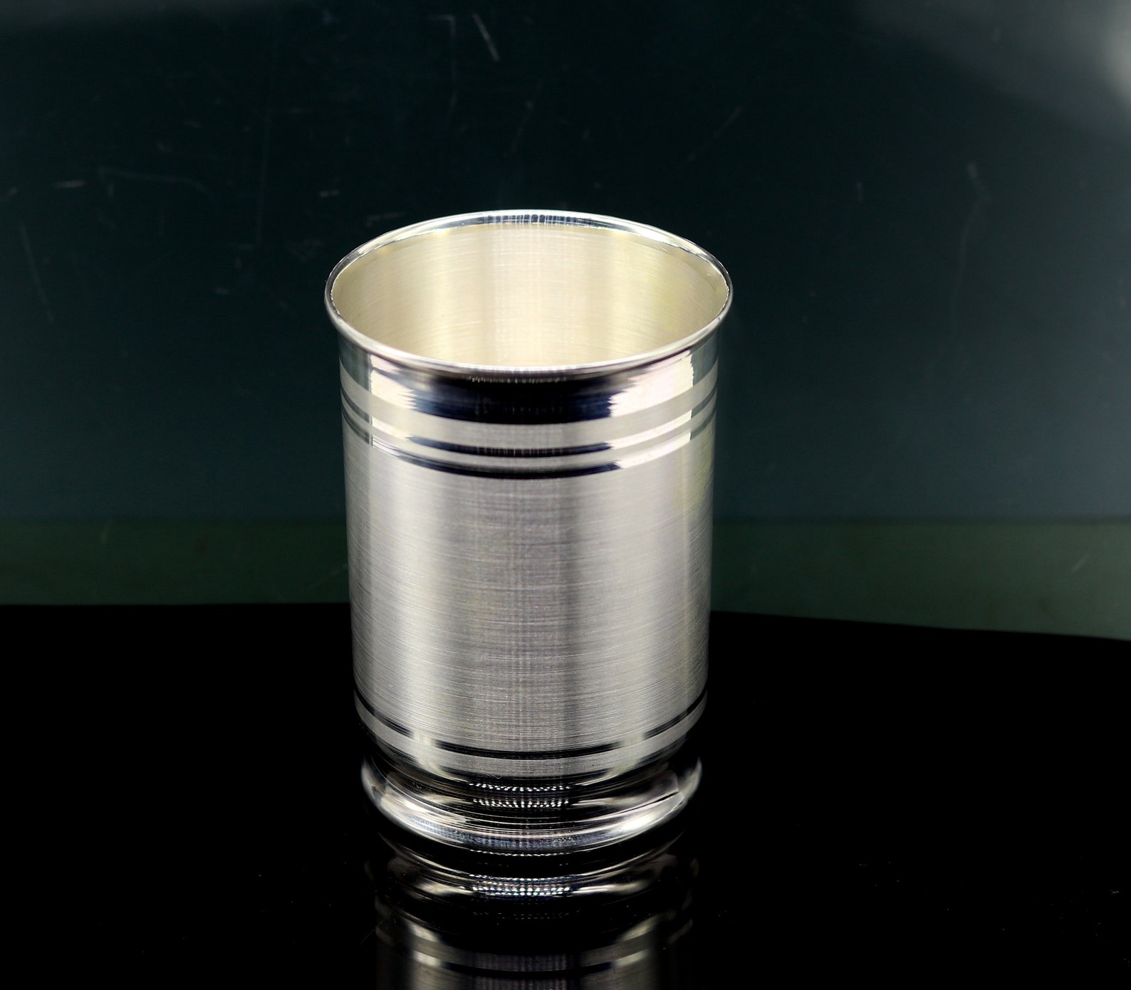 silver water glass