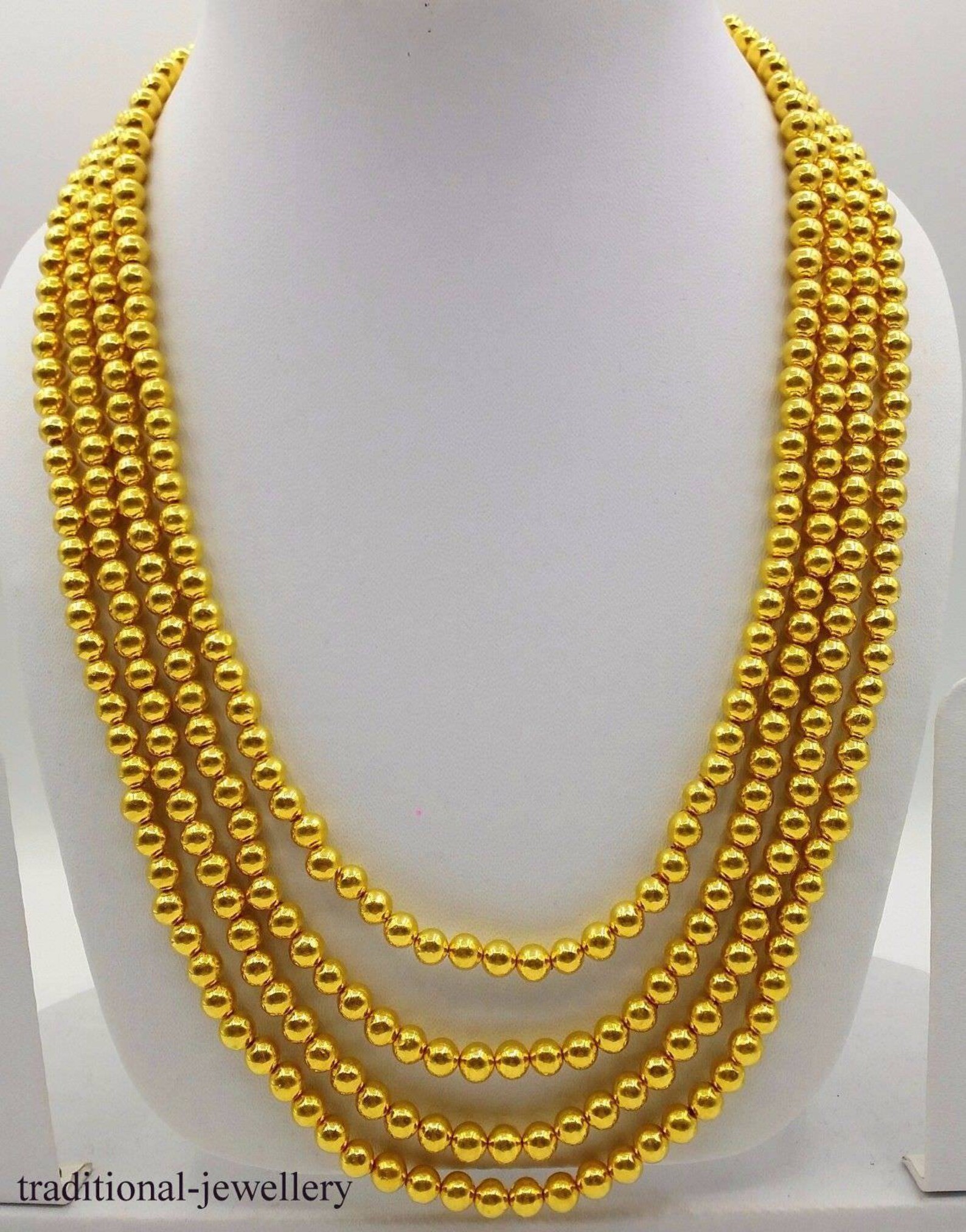 Beads Chain Wedding Gold Necklace 20k Yellow Gold Ball Chain 4 Etsy