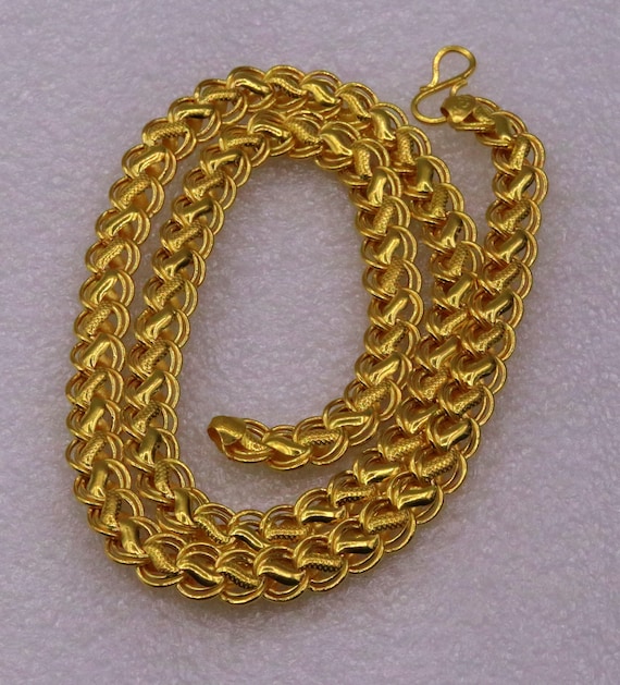 20 7 Mm 22 Karat Gold Fabulous Lotus Design Handmade Hollow Chain