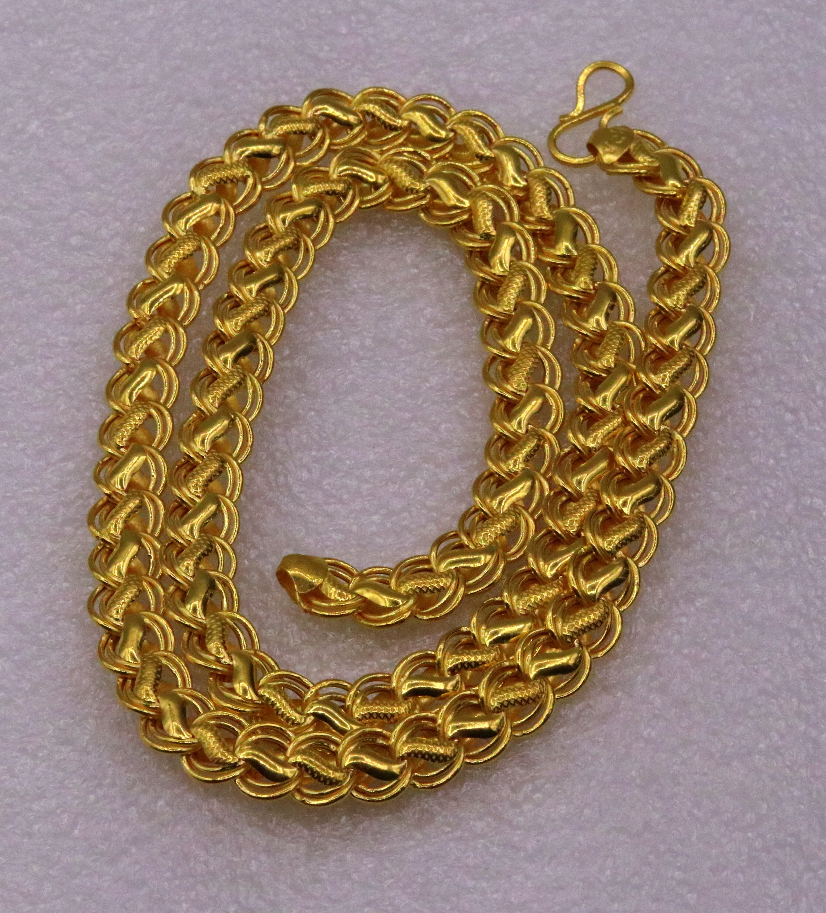 20 7 Mm 22 Karat Gold Fabulous Lotus Design Handmade Hollow Chain