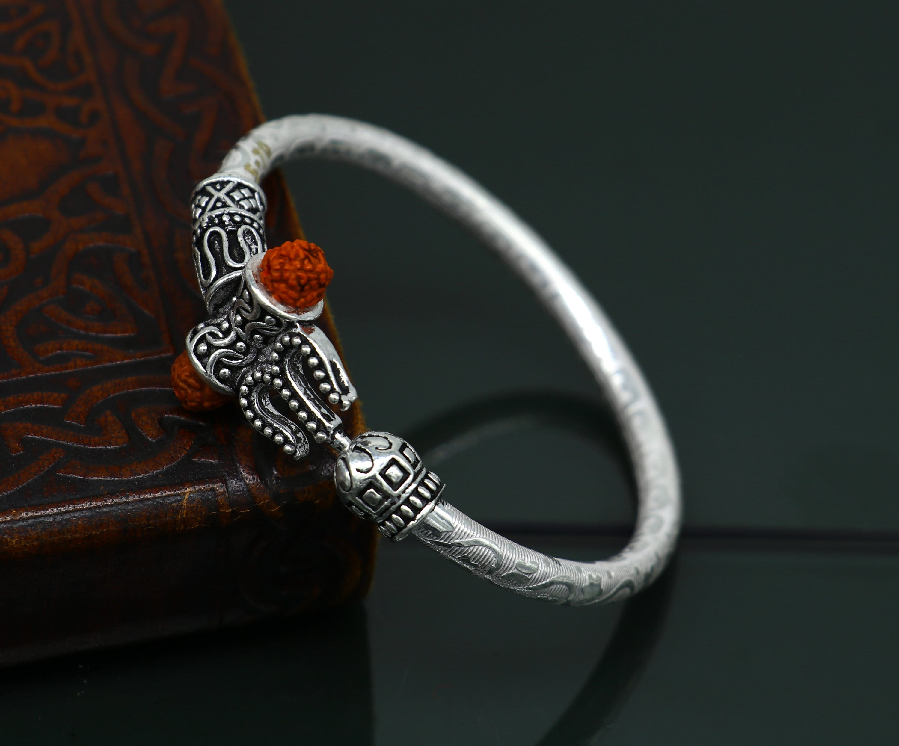 Vintage Antique Design Customized Silver Baby Bangle Trishul Kada