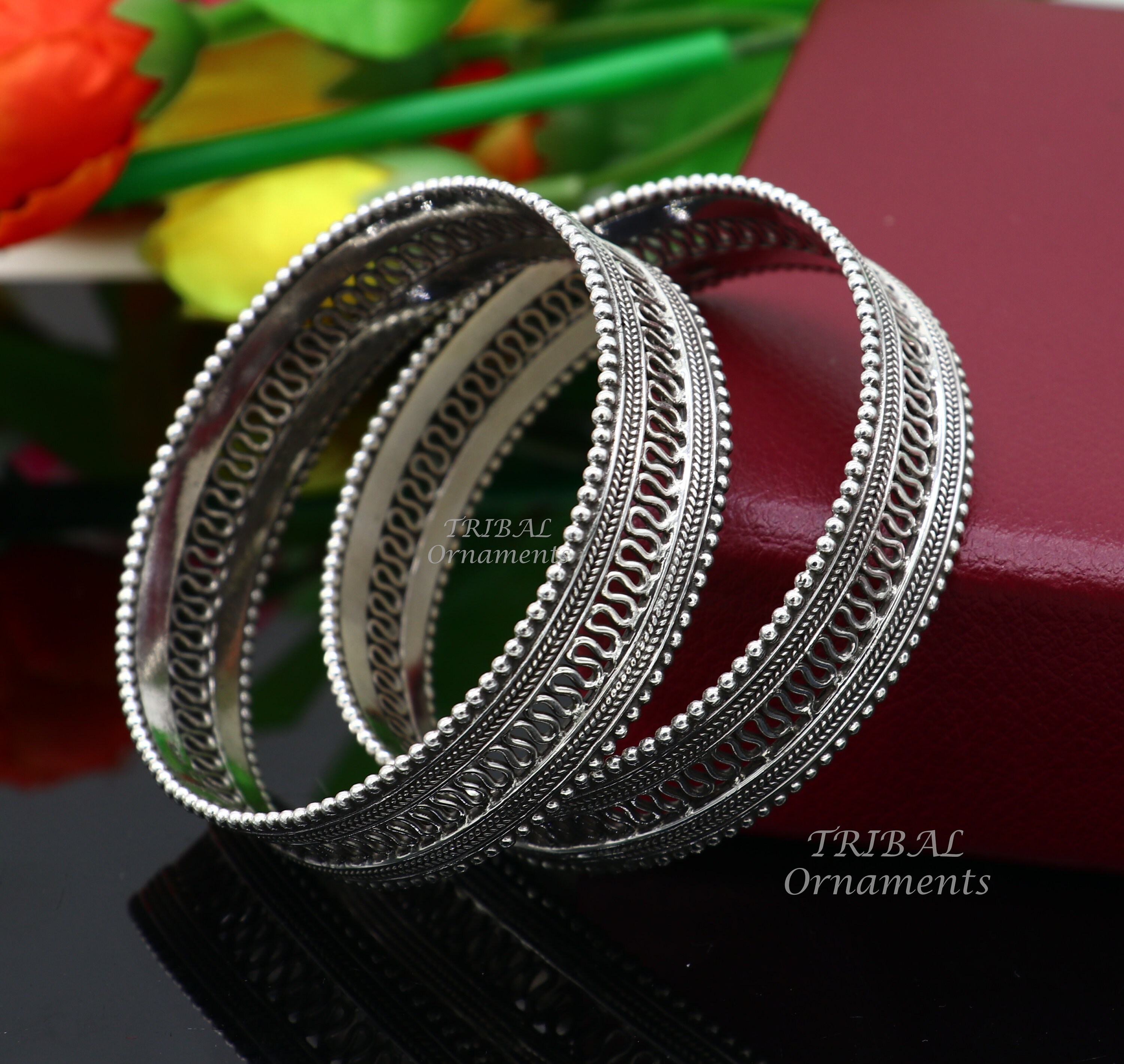 925 Sterling Silver Handmade Vintage Design Filigree Work Bangle