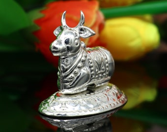 Lord Shiva Vahan Nandi Maharaj sterling silver handmade small article for puja, best gift for lord Shiva, divine statue su614