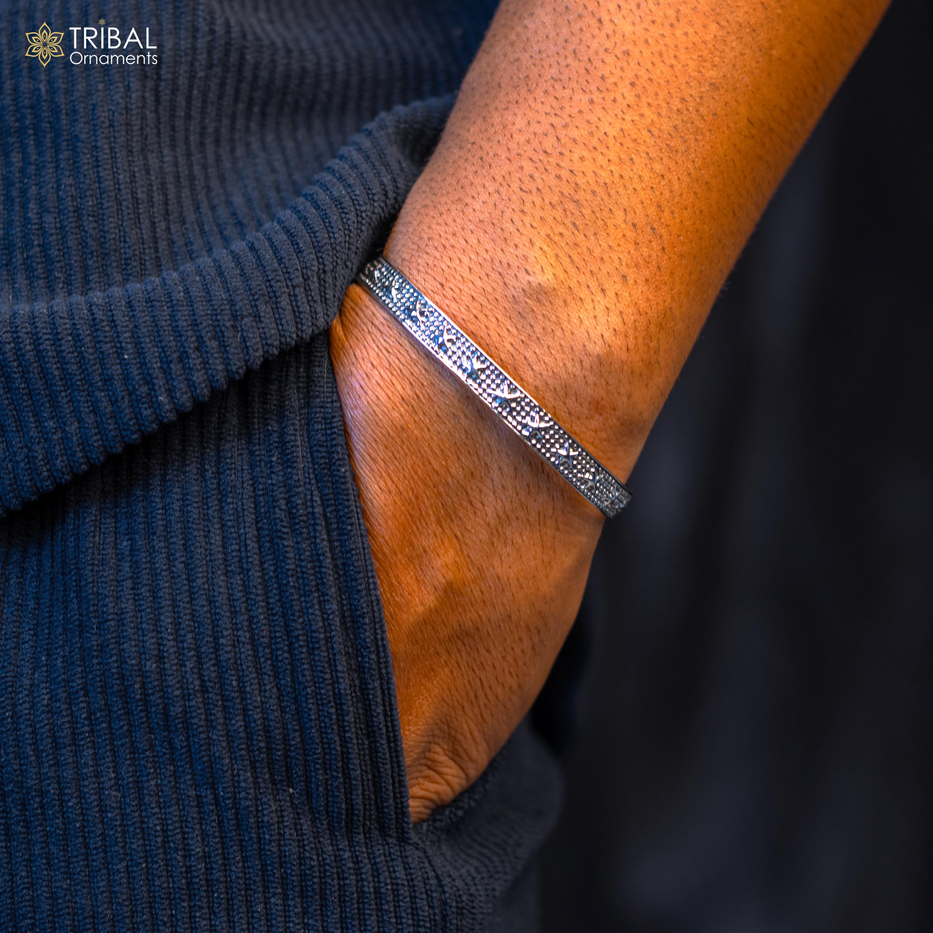 925 Sterling Silver Handmade Open Face Cuff Bangle Bracelet