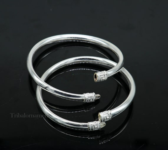 Sterling Silver Half Round Handmade Amazing Design Bangle Bracelet